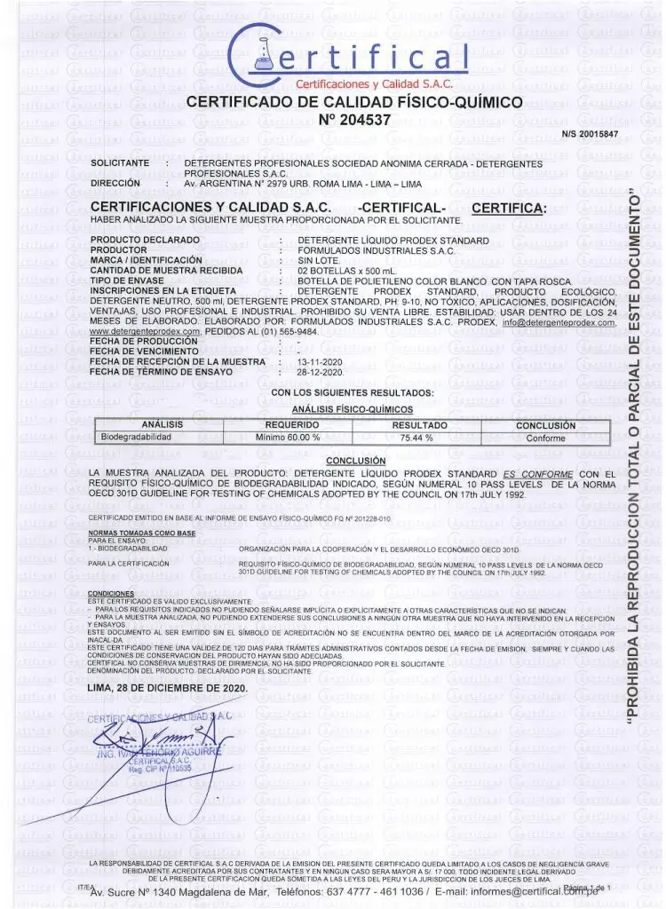 certificado detergentes prodex proenzima page2 image1