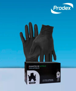 GUANTES DE NITRILO DESCARTABLES NEGRO TALLA M -  CAJA 100 UNID